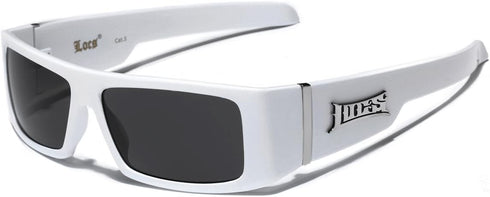 OG Locs Men's Square Frame Gangster Shades Dark Lens Sunglasses - White...