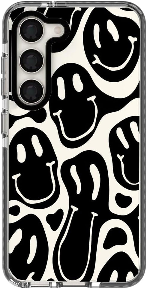 Black Funny Face Trendy Cute Clear Phone Case for Samsung Galaxy S21 Plus 6.7" with Built-in Bumper Shockproof Protective Cover for Galaxy S21 Plu...