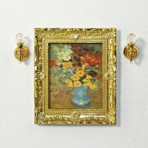 3Pcs 1:12 Mini Miniature Gold Frame Art Wall Picture Oil Painting Home Decor...