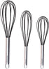 Silicone Whisk Set of 3 - Stainless Steel & Silicone Non-Stick Coating – wisking tool, Whisking, mini whisk, whisks for cooking (12-inch, 10-inch ...