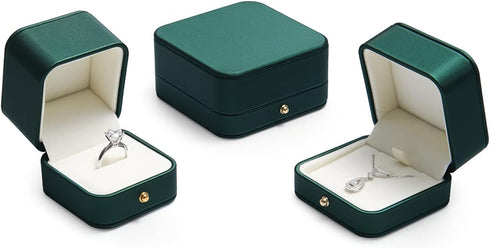 Oirlv Gorgeous Blackish Green Ring Box Premium Leather Ring Bearer Box for Wedding,Proposal Jewelry Gift Case...