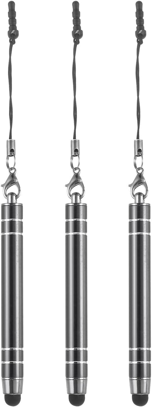 MECCANIXITY 3pcs Metal Touch Screen Pen Metallic Phone Stylus Pen Retractable Aluminum Alloy Mini Capacitive Pens Universal, Grey......