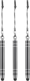 MECCANIXITY 3pcs Metal Touch Screen Pen Metallic Phone Stylus Pen Retractable Aluminum Alloy Mini Capacitive Pens Universal, Grey......