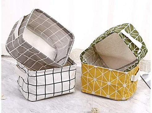 Mini Storage Basket?Pack of 5?- Blend Storage Bins for Makeup, Book, Baby Toy,8x6x5.5 inch Home Decor Canvas Organizers Bag 8x6.3x5.1 inch...