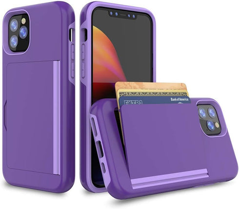 for iPhone 12/12 Pro Case with Card Holder,Credit Card Slot Protective Wallet Cover Case - Purple...