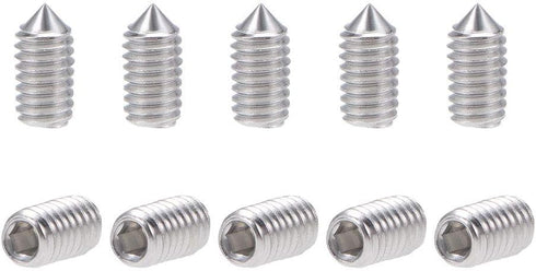 uxcell 50Pcs M3x6mm Internal Hex Socket Set Grub Screws Cone Point 304 Stainless Steel Screw...