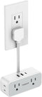 Short Extension Cord 6 inch, TESSAN Slim Flat Thin Plug Power Strip with 4 AC Outlets 3 USB (1 USB-C) Charging Ports, Small White Desk Charger, Mi...