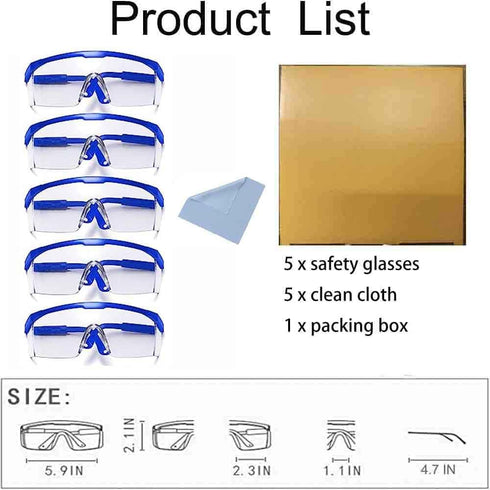 Safety Glasses,MOZEEDA Clear Safety Goggles Eye Protection Adjustable Temples, Anti-fog Lightweight Protective Glasses Eyewear Wide-Vision for Lab...