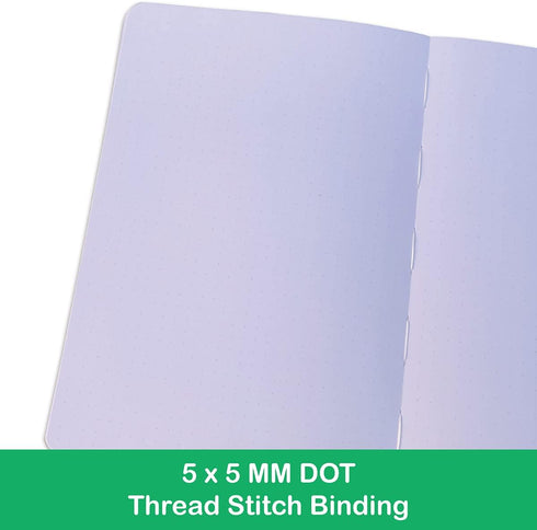 Dotted Notebook Journal 180GSM Bamboo Thick White Paper 160 Pages 5 * 5MM Dot Grid, Lay Flat Binding,Colored Silver Edges, Bookmarks and Expandabl...