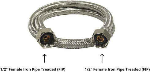 EZ-Fluid 16-Inch 1/2" FIP X 1/2" FIP Stainless Steel Braided Faucet Supply Line Connector,Faucet Water Supply Hose Connector Lines Facuet Water Su...