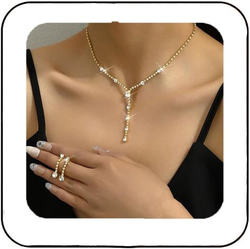 Unicra Rhinestone Bride Necklace Earrings Set Silver Crystal Bridal Wedding Jewelry Sets Prom Costume Jewelry Set Party Choker Necklace for Women ...