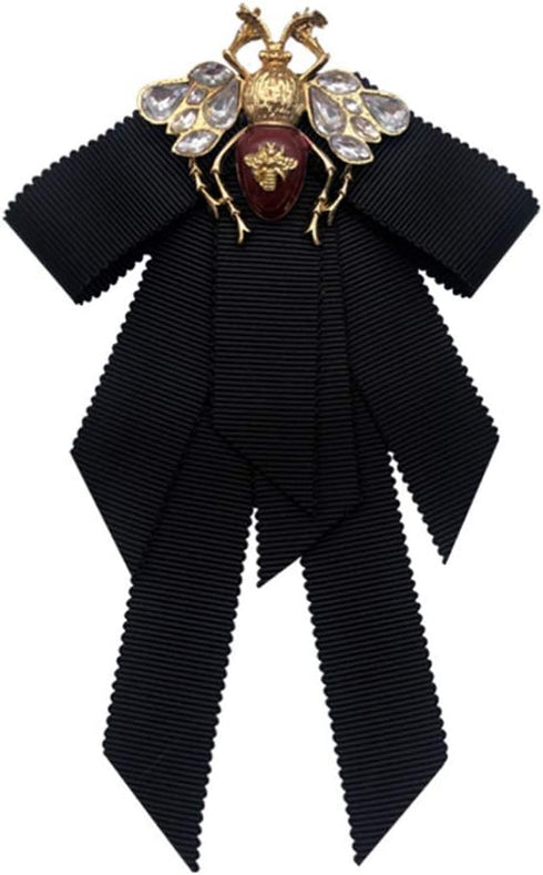 VALICLUD Black Tie Ribbon Bow Brooch Bow Brooch Bow Brouche Bow Tie Brooches for Women Girls Christmas Valentines Day New Year Broach Costume Jewe...