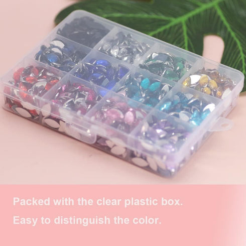 PAMIR TONG 1320pcs 6*12mm Horse Eye Shape Craft Gems Jewels Acrylic Flatback Rhinestones Gemstone with Tweezers Glue Picking pen for Bead Adhesive...
