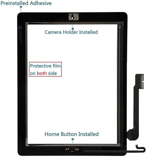 Touch Screen Digitizer Replacement for White iPad 4 4th Generation A1458 A1459 A1460 Glass Assembly Repair Kit with Frame Bezel,Tools....