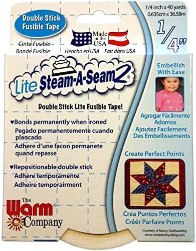 Warm Company Lite Steam-A-Seam 2 Double Stick Fusible Web Tape -1/4" X 40 Yards, Set of 4...