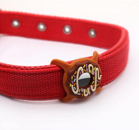 Pet Collar Holder Compatible for Airtag,Protective Cases Covers Dog Cat Collar Holder Doughnut Shape Silicone Waterproof (Large, Brown)...