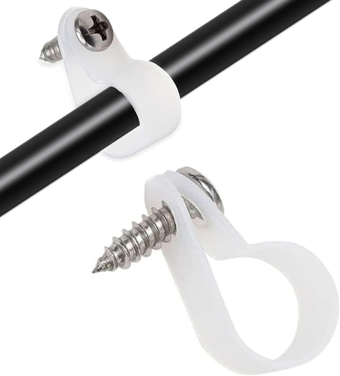 100 Pack 1/2 Inch Rope Light Clips with Stainless Steel Screws, P-Style Rope Light Mounting Clips, Outdoor Cable Clips for Christmas Parties Weddi...