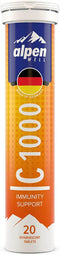 AlpenWell Vitamin C - 1000mg + Zinc - Immune Support - Effervescent Vitamin Drink Tablet, No Sugar + Low Calorie Supplement, Orange Flavor...
