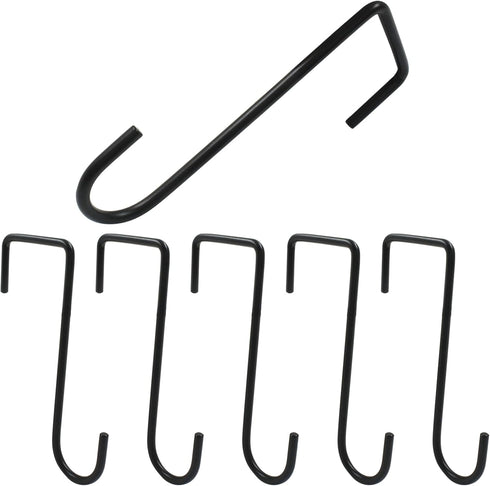 6PCS Vinyl Fence Hooks, 2 x 6 Inches Patio Hooks, Black Powder Coated Steel Hangers for Hanging Bird Feeder, Plants, Lights, Planters, Pool Equipm...