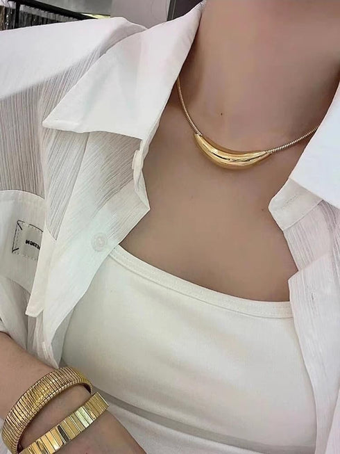 Dtja Chunky Choker Chain Necklace for Women Titanium Steel 18K Gold Plated Thick Round Snake Chain Necklaces Fashion Chic Minimalist Jewelry Gift ...