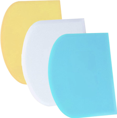 SURDOCA Dough Scraper Bench Scraper - 3P 4.7x3.7" Plastic Flexible Bowl Scraper, Sharp Edge & Angles Cake Scraper. Non-Slip Bakeware Decorating To...