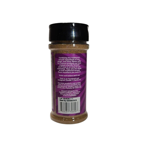 Smoke n Sanity Teriyaki Seasoning - Certified Low FODMAP - Gluten Free - Certified Kosher - Dairy Free for Low FODMAP Food - (4.7 oz Shaker)...
