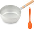 Nonstick Saucepan 1.7 Quart Japanese Yukihira Saucepan With Wooden Handle And Silicone Mixing Spoon,Multipurpose Pot, Aluminum Alloy, Silver (7.1 ...