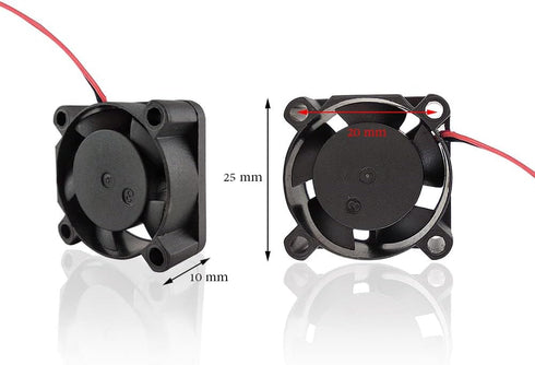 Zittop 2 Pieces BXR 25mm X 25 X 10 Brushless Cooling Fan Small Micro Flow CFM 12v C11...