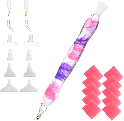 Diamond Painting Pen, Diamond Art Pen, Diamond Painting Stylus, Resin 5D Diamond Painting Art Drill Pen Kit Tool Accessory with 14pc Thin Tips and...