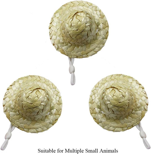 3Pcs Chicken Hats for Hen Small Animal Straw Hat Helmet for Real Chickens 3.1 Inch Mini Hamster Pet Chicken Top Hat with Adjustable Elastic Chin S...