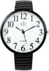 Geneva STC Black Super Large Face Stretch Band Easy to Read Watch...