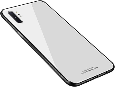 Designed for Samsung Galaxy Note 10 Plus Cases with Tempered Glass Quality Back+TPU Frame Hybrid Shell,Slim Covers,Anti-Drop,White...