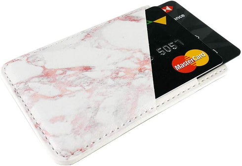 uCOLOR Phone Card Holder, Leather Phone Wallet Adhesive Stick On Stretchy Credit Card Pocket for Back of Phone Case iPhone and Android(Rose Marble...