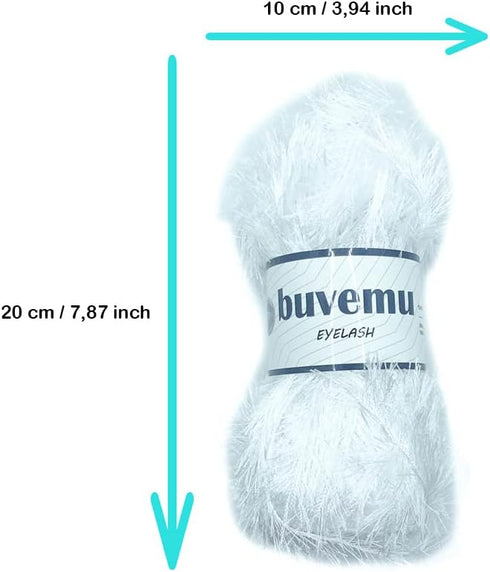 Eyelash Fun Fur Yarn 100 Gram (3.53 Ounces) 175 Yards (160 Meters) (Optical White - 2 Skeins)......