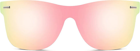 FEISEDY Sunglasses, Rimless Mirrored Sun Glasses with Reflective One-Piece Lens, B4114...