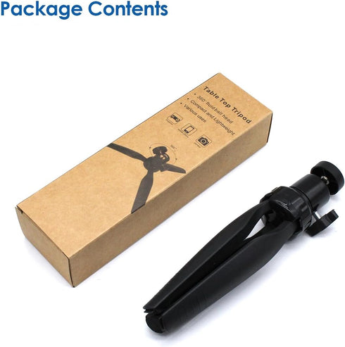 Mini Desktop Tripod Stand with 6.3 inch Universal 1/4 Screw Ballhead for Projectors, DSLR Cameras, Webcams, Smartphones, and Selfie Sticks - Black...