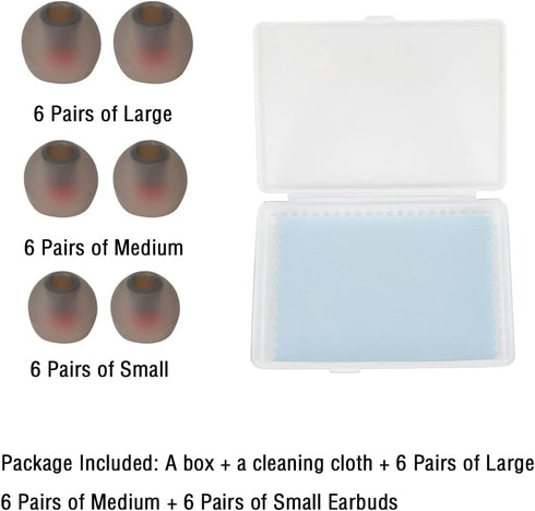 Replacement Earbud Tips Silicone Ear Tips for in- Ear Headphones Eartips Tips (Inner Hole from 3.8mm-5.5mm Earphones) Earbud Replacement Tips Earb...