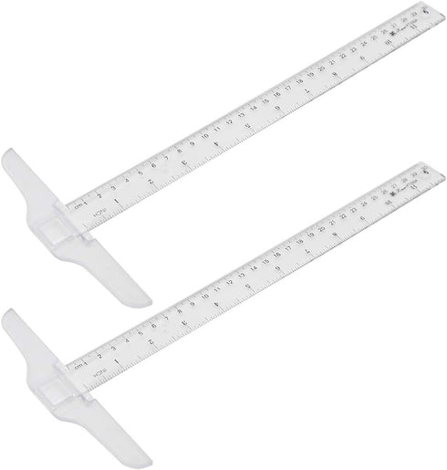 2Pcs Junior T-Square Plastic Transparent T-Ruler 30cm/ 12 Inch for Drafting & Art Framing...