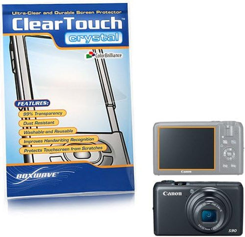 BoxWave Screen Protector Compatible with Canon PowerShot S90 - ClearTouch Crystal, HD Crystal Film Skin to Shield Against Scratches...