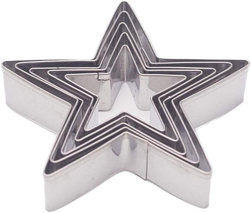 Star Cookie Cutters - Set of 5 Stainless Steel Stars - Five-Pointed Biscuit Molds for Fondant Cake & Cookies...