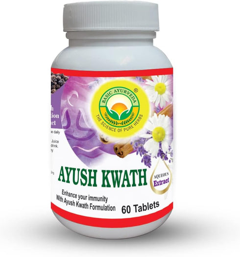 BASIC AYURVEDA Kwath Kadha Supplements | Herbal Immune Support Pills | Ayurvedic Natural Blend with Cinnamon, Ginger, & Holy Basil | 60 Tablets (5...