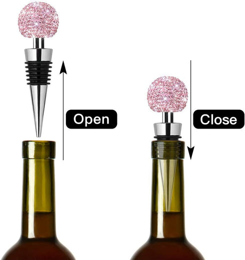 Soleebee Bling Decorative Wine Stoppers,Wine Bottle Stopper with Crystal Rhinestone, Beverage Bottle Stoppers for Gifts, Bar, Holiday Party, Weddi...
