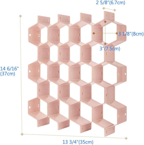 Poeland Drawer Divider Organizer Adjustable DIY Grid Honeycomb Drawer Divider for Underwear Belt Scarf Socks Pink...