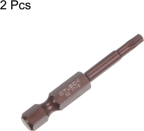 2pcs T15 Torx Bit 1/4" Hex Shank 2" Length Magnetic Security Star Screwdriver Power Tool, Red...
