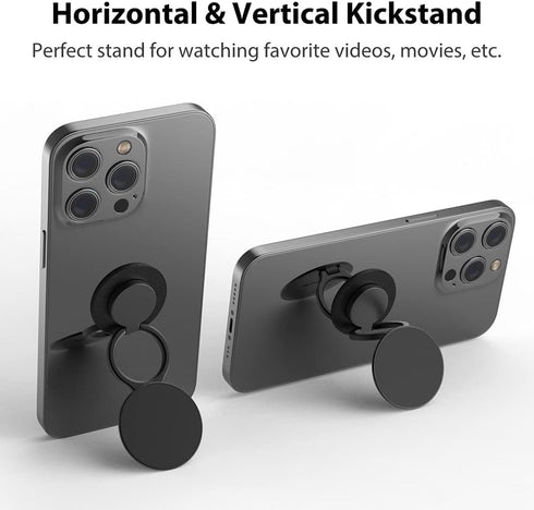 Phone Grip, Phone Ring Holder Finger Kickstand, 360°Rotation & Adjustable Metal Cell Phone Rings Gripper Stand Work with Magnetic Car Mount for iP...