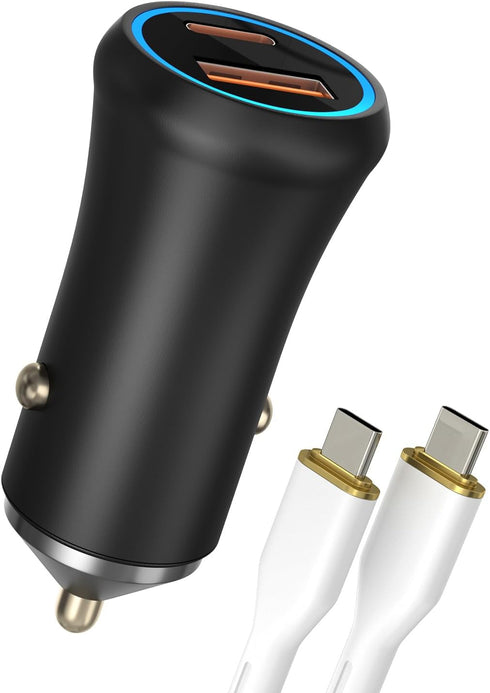USB C Car Fast Charger Light up Dual Fast Charging Adapter Car Charger...