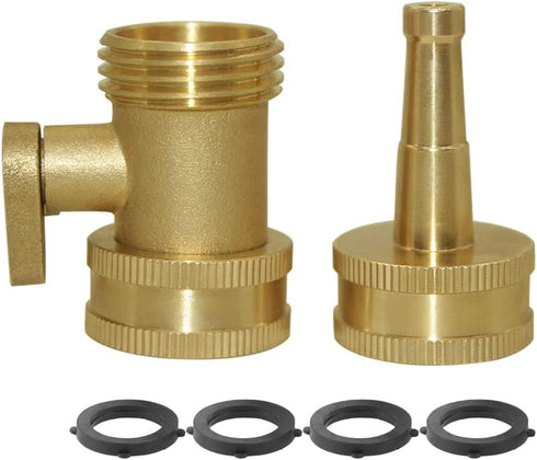 Hooshing Heavy Duty Brass Jet Nozzle High Pressure Jet Sweeper Sprayer Nozzle with Garden Hose Shut Off Valve 3/4" GHT Connector...