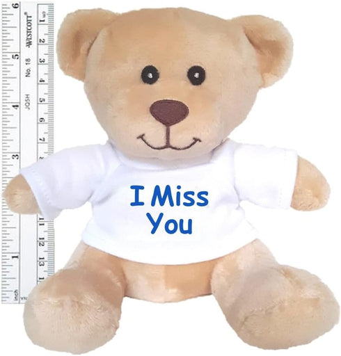 “I Miss You” Plush Teddy Bear - Super Cute 6” Small Plush Teddy Bear with Sweet Caring Message T-Shirt, Great for Gift, Gift Basket, Love, Militar...
