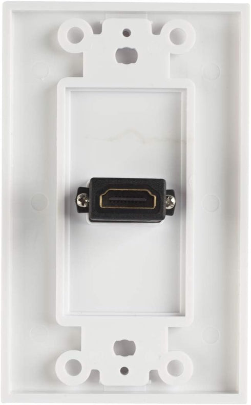 TENINYU Single HDMI Wall Plate (1 Port) - 4K UHD, ARC, and Ethernet Pass-Thru Support (1-Gang) White - for 1 HDMI (1-Port)...