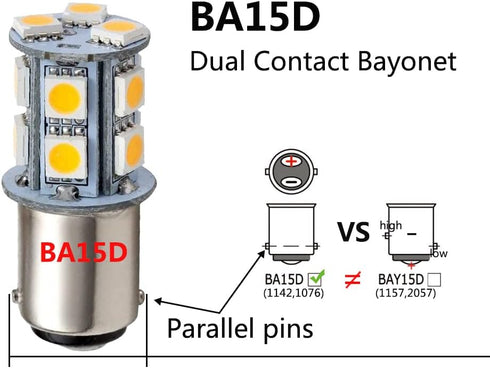GRV Ba15d 1142 1076 13-5050SMD Warm White LED Bulb AC/DC12V-24V RV Light Bulbs Interior,Replacement for 12Volt Turn Single Light Bulb,Travel Trail...